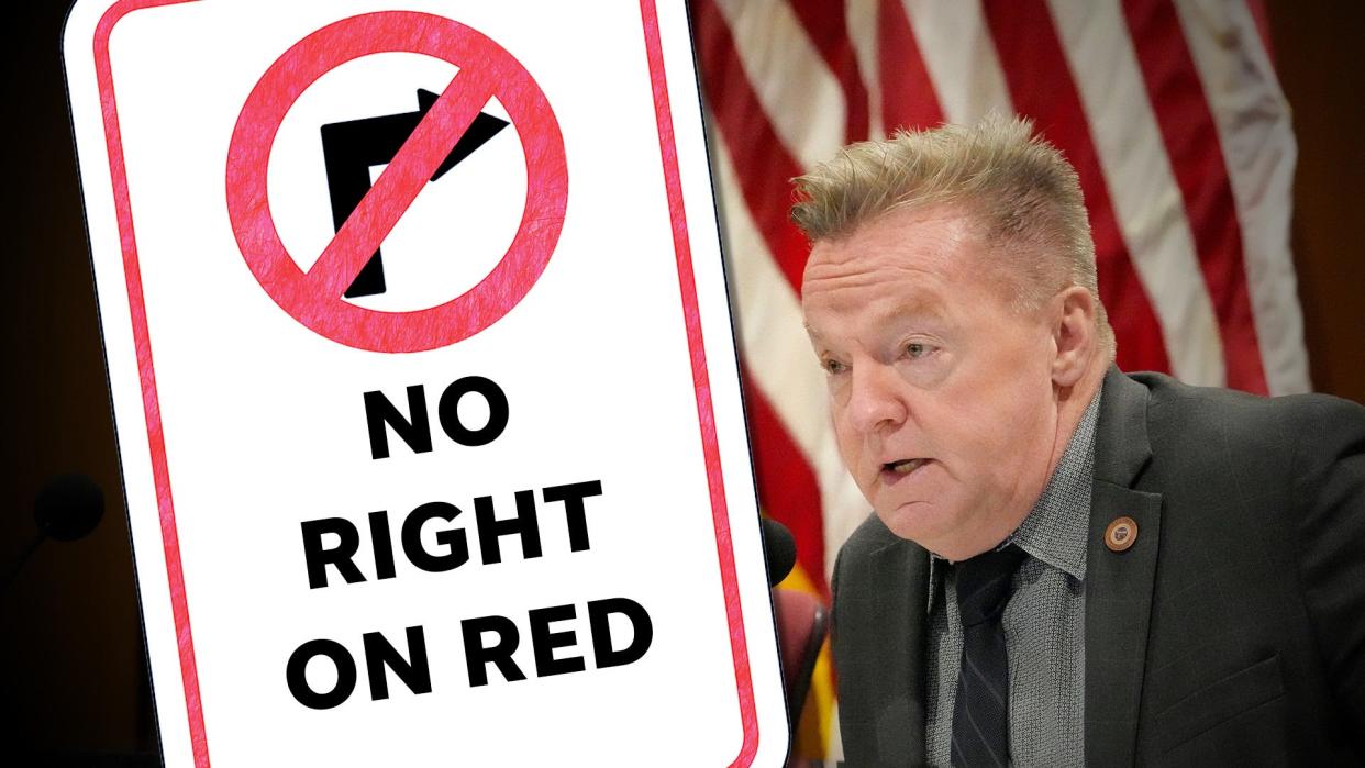Anthony Kern combats "no right on red" restrictions.