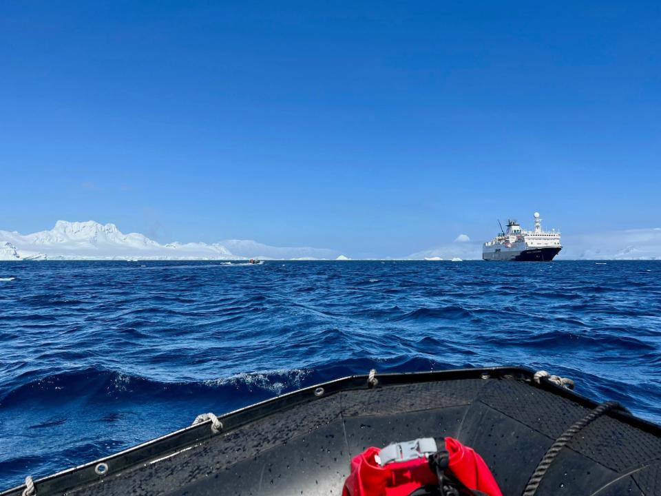 View of the Ocean Endeavour from the zodiac.