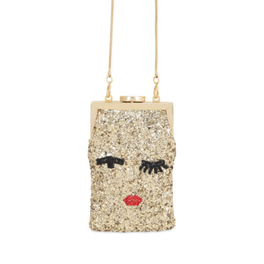 Ellie Face Glittered Shoulder Bag, Lulu Guinness $181