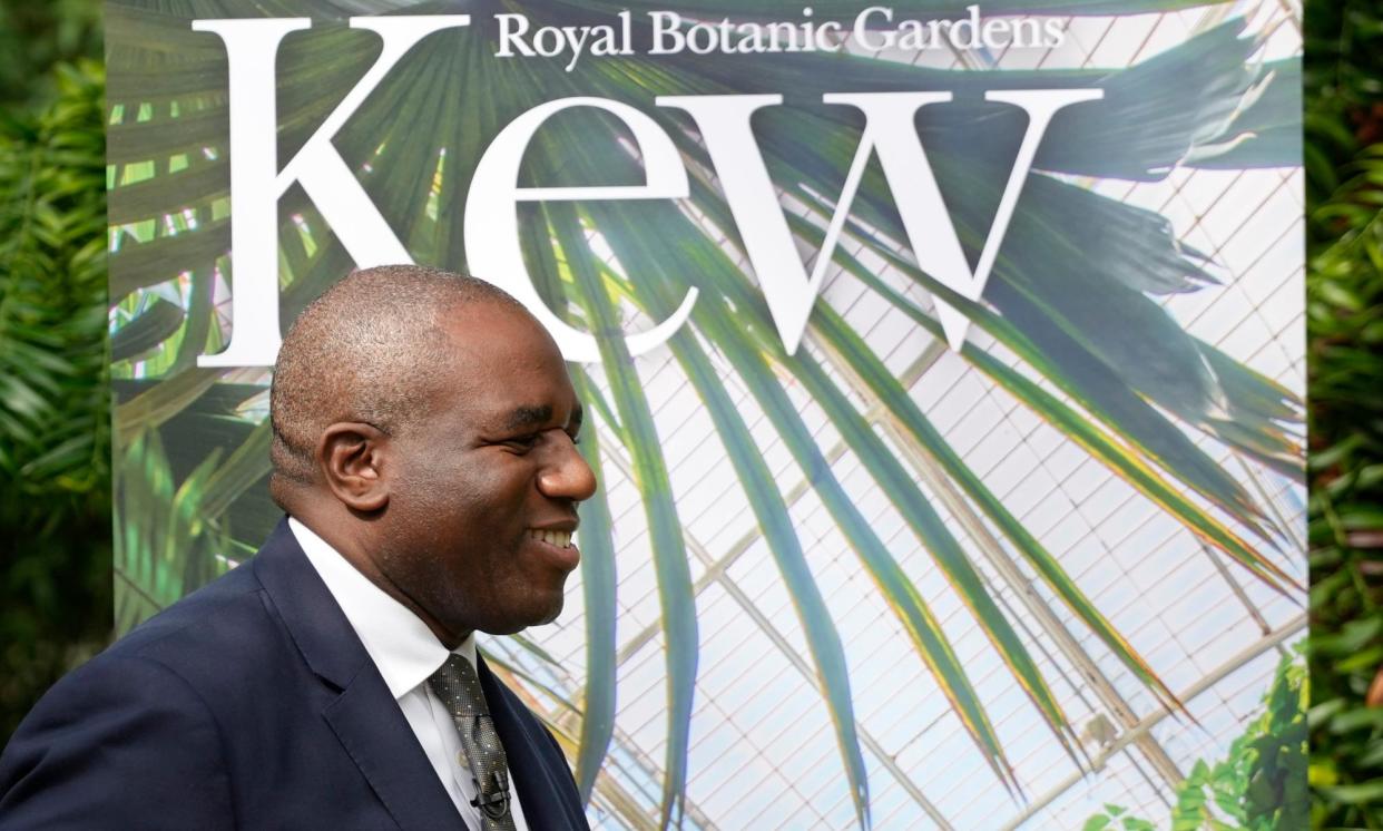 <span>David Lammy arriving at Kew Gardens on Tuesday, the same venue that hosted a landmark climate speech by John Kerry.</span><span>Photograph: Frank Augstein/AP</span>