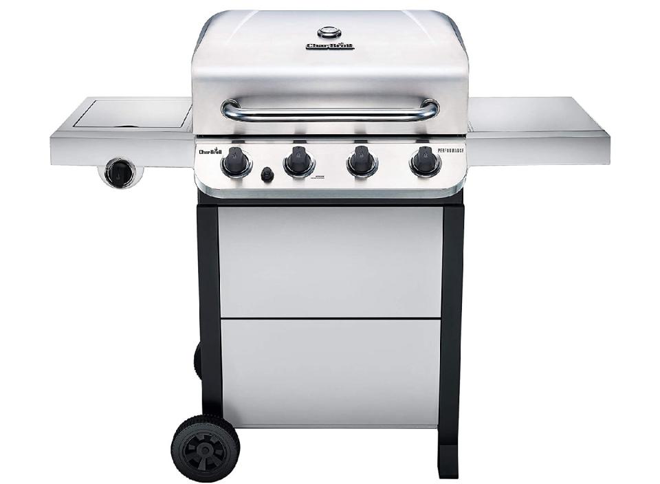 This heavy-duty propane gas grill is perfect for a big party.  (Source: Amazon)