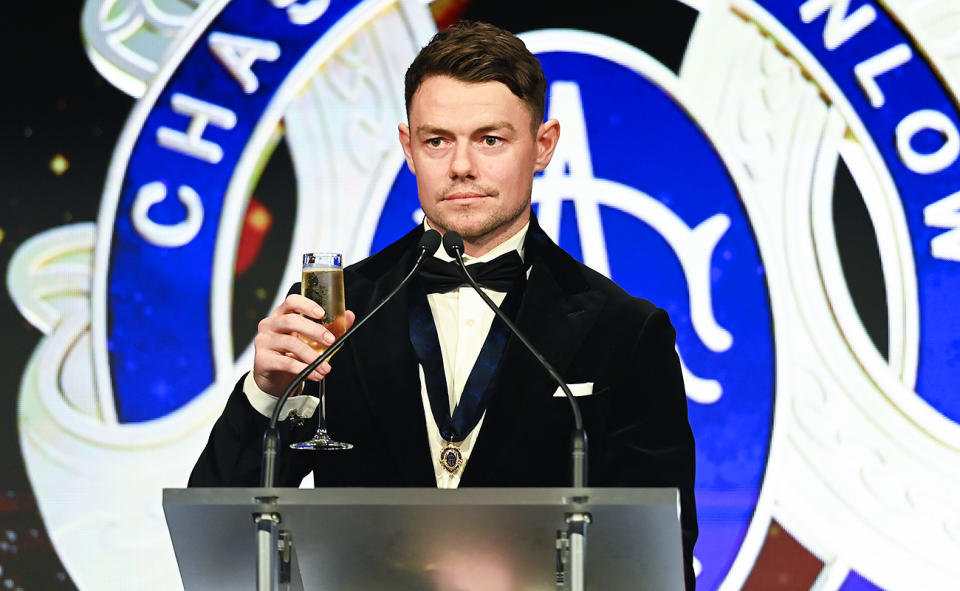 Lachie Neale, pictured here after winning his second Brownlow Medal.