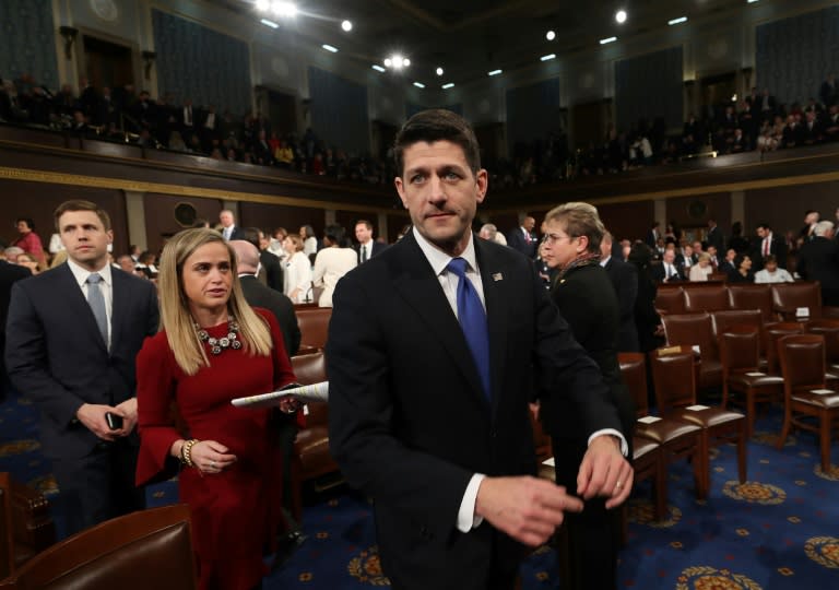 Speaker of the House Paul Ryan arrives for US President Donald J. Trump's first address to a joint session of Congress from the floor of the House of Representatives in Washington, DC, USA, 28 February 2017