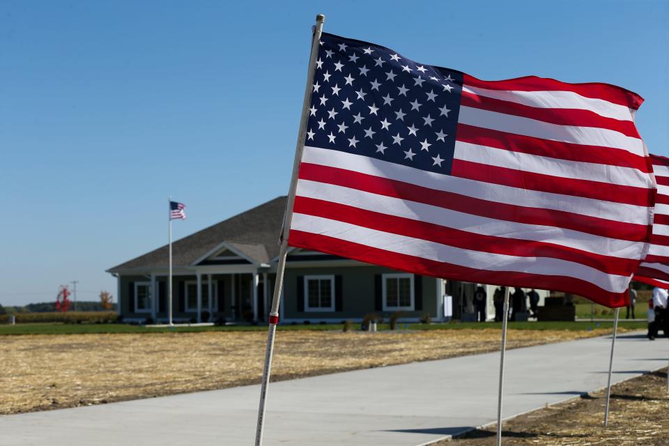 A view of Marine LCpl. Bryan Chambers' new home that his family received from the non-profit organization, Homes for Our Troops, on Saturday, Oct. 1, 2022, in Attica, Ind.