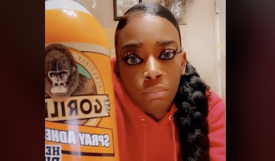 Tessica Brown went viral after posting a TikTok revealing that her hair had been stuck in the same style for a month after using Gorilla Glue adhesive spray on her hair. (Photo: Tessica Brown TikTok)