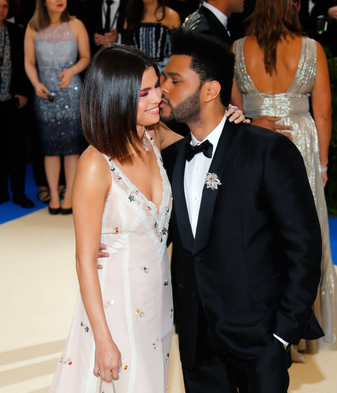 Selena Gomez and The Weeknd at the Met Gala in May 2017<p>Jackson Lee/FilmMagic</p>