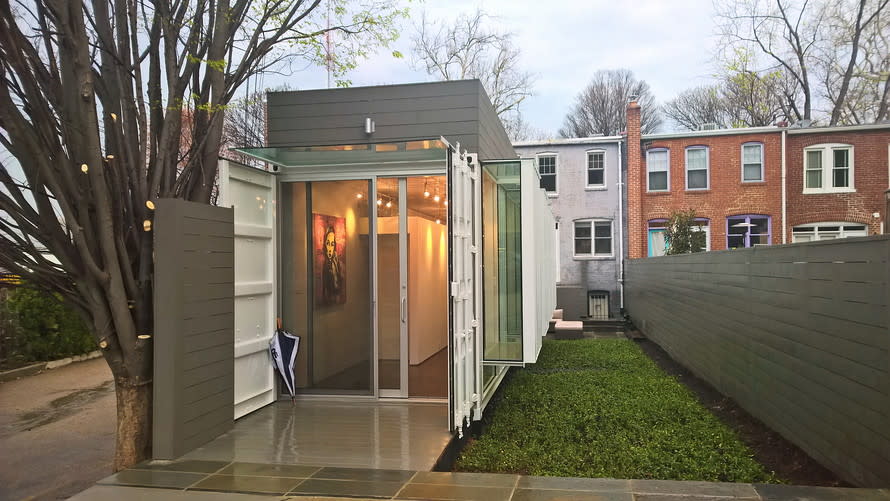 A container unit in Washington, D.C. makes a dramatic entranceway.