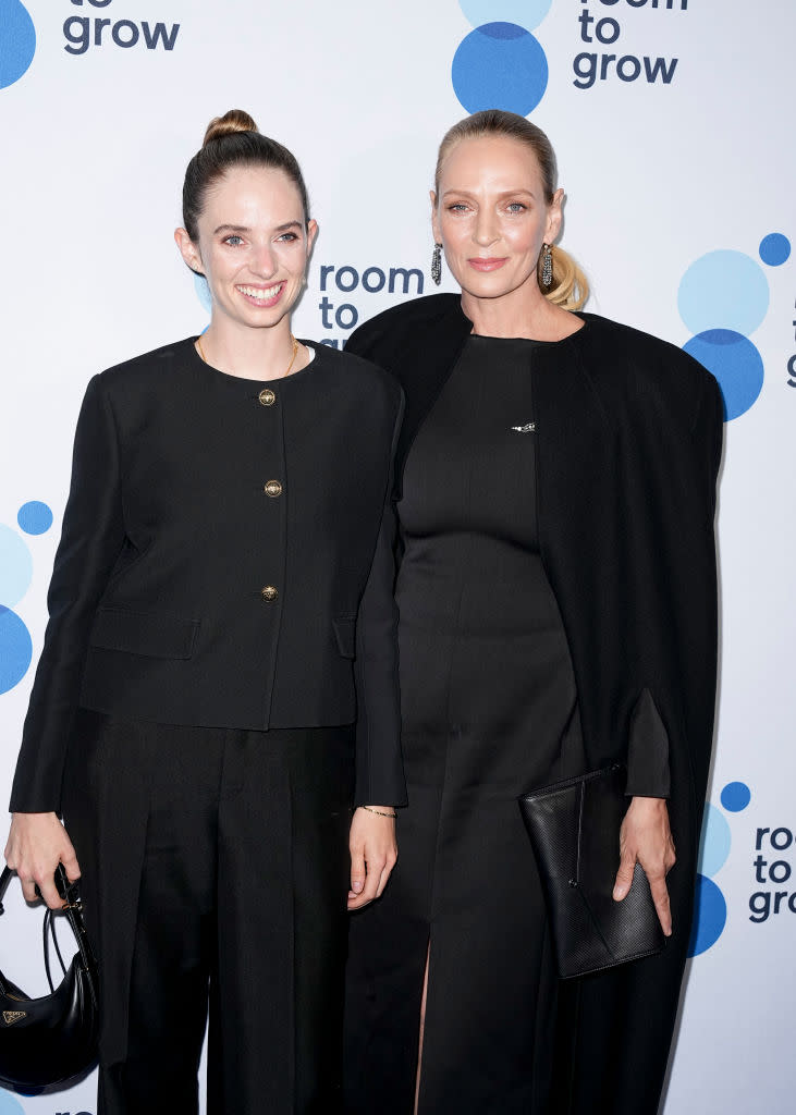 Maya Hawke and Uma Thurman at Room To Grow's 25th Anniversary Gala held at the Ziegfeld Ballroom on October  25, 2023 in New York City. (Photo by John Nacion/Variety via Getty Images)