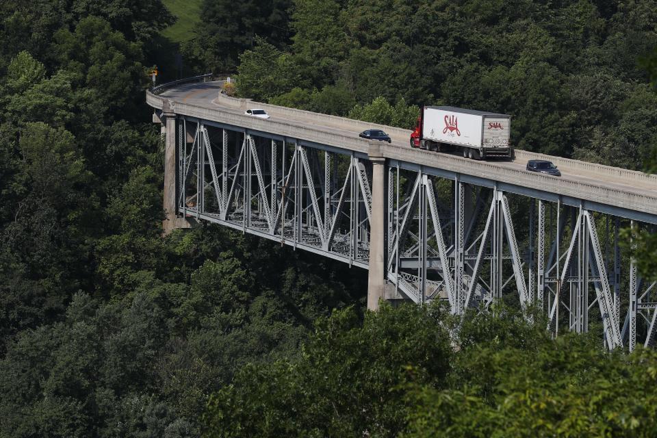 Riders were treated to a 10-mile round-trip scenic view of bourbon distilleries and horse farms aboard Rail Explorers railbikes in Versailles, Ky. on July 27, 2023.  