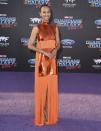 <p>Zoe somehow managed to pull off this mega fringed gown by Emilio Pucci.<br><i>[Photo: AP]</i> </p>