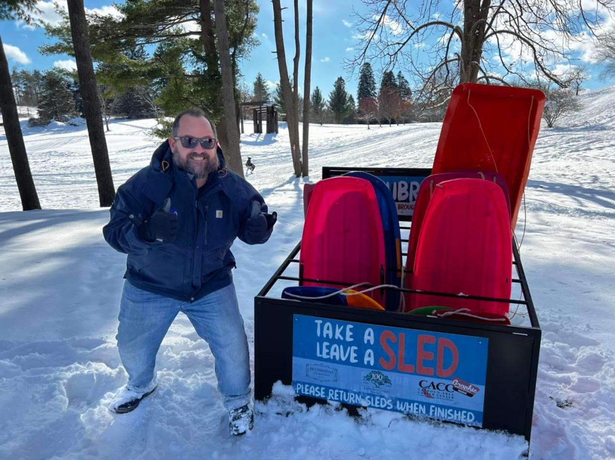 Penetrator Events founder Jeremy Andrews is currently seeking donations to support free sled libraries at Leila Arboretum.