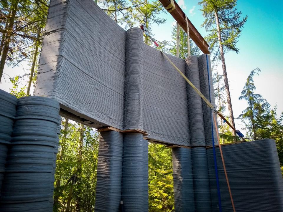 the Fibonacci House under construction with only its walls up