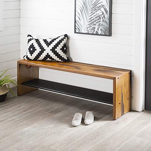 6) Rustic Solid Wood Entryway Dining Bench