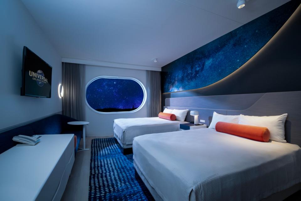 From Universal Parks: Featuring tranquil accommodations inspired by distant galaxies, new stars and mysterious black holes, Universal Stella Nova Resort is slated to open on January 21, 2025 – adding 750 guest rooms to Universal Orlando Resort’s Prime Value category. The property will be located adjacent to the future site of the new Universal Epic Universe theme park, which will open at a later date in 2025.