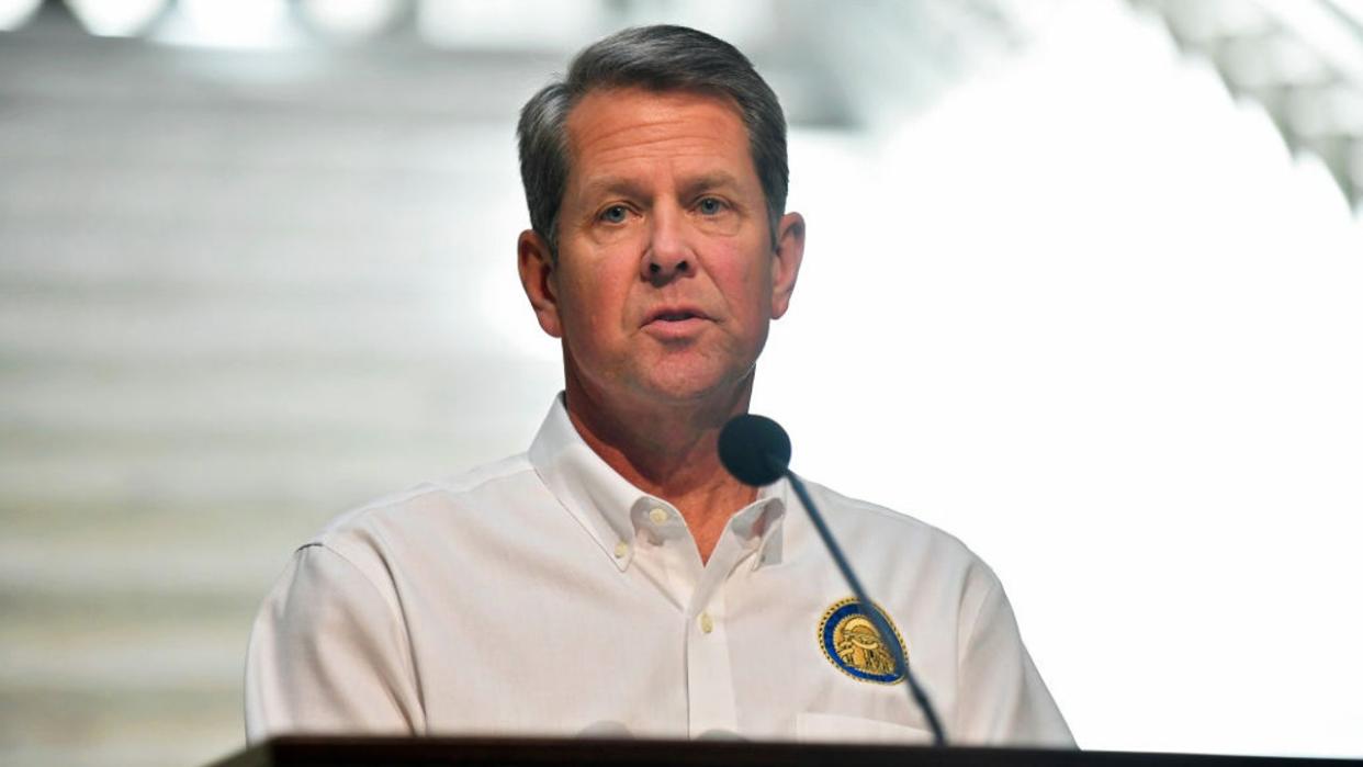 <div>Georgia Gov. Brian Kemp speaks to members of the media at the Georgia State Capitol on May 07, 2020, in Atlanta. (Photo by Austin McAfee/Icon Sportswire via Getty Images)</div>