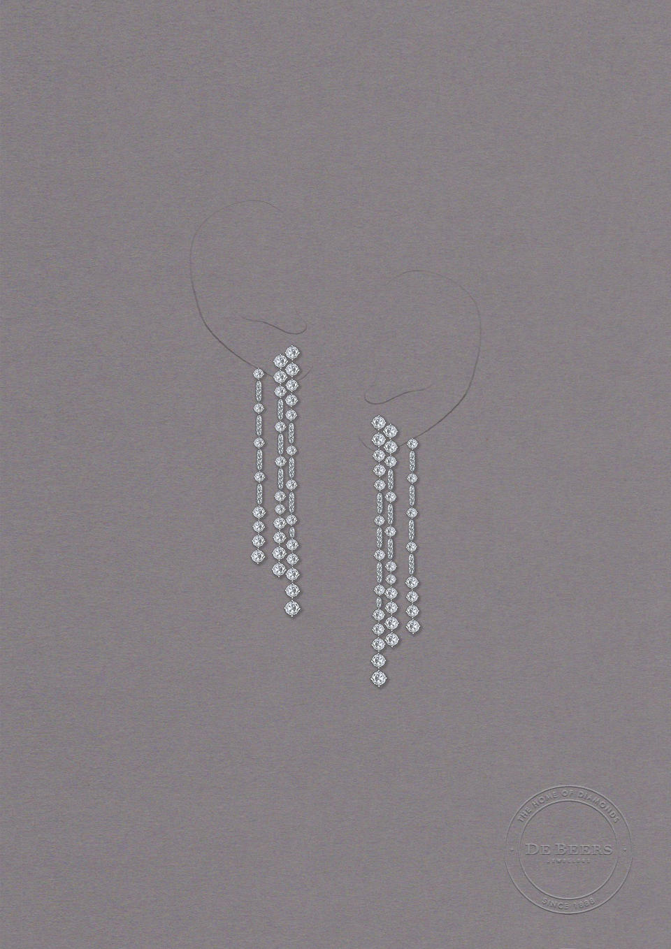 De Beers Arpeggia collection earrings, inspired by music. Worn by Taylor Swift at the 2024 Golden Globes.