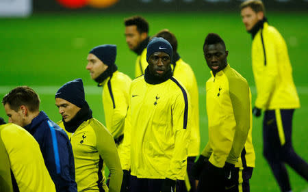 Soccer Football - Champions League - Tottenham Hotspur Training - Signal Iduna Park, Dortmund, Germany - November 20, 2017 Tottenham's Moussa Sissoko and Davinson Sanchez during training REUTERS/Leon Kuegeler