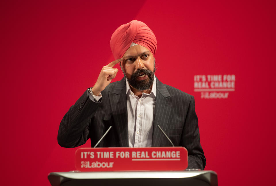 Labour Party parliamentary candidate for Slough, Tan Dhesi at the launch of the Labour Party race and faith manifesto at the Bernie Grant Arts Centre, north London.