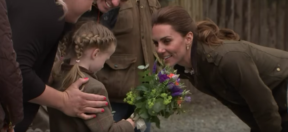 Kate Middleton shared a touching moment with a young fan during an appearance in Keswick, Cumbria on Tuesday.