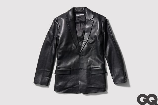 Supreme Black Wool & Leather Bone Print Varsity Jacket M Supreme