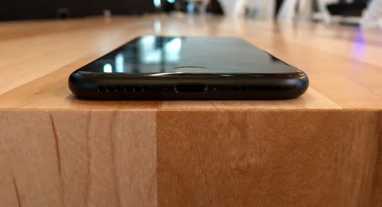 The iPhone 7 lacks a headphone jack