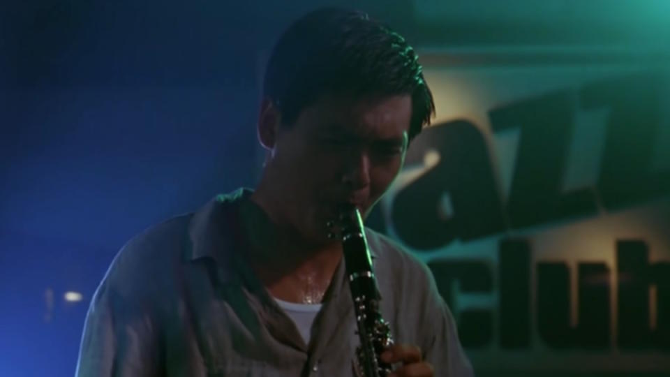 Inspector Tequila plays a clarinet in a jazz club in Hard Boiled