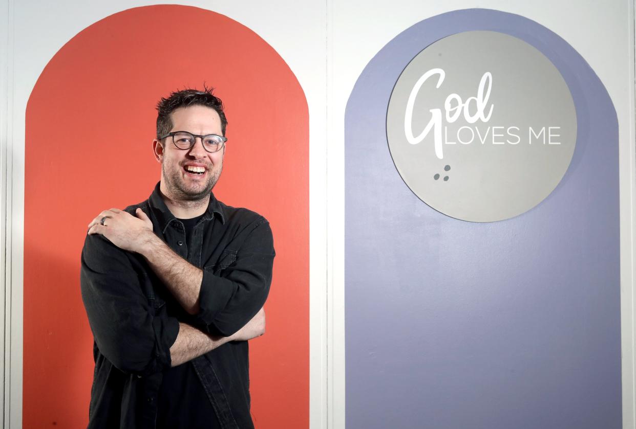 Nuvo Church lead pastor Patrick Holden stands inside one of the children's play areas at the new church March 30 in Dublin. The building previously was home to the La Scala restaurant and is being converted to house the congregation, which is slated to open Easter Sunday, April 17.