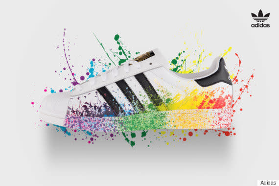 Three Adidas staples -- <a href="http://news.adidas.com/US/Latest-News/adidas-Originals-Introduces--Pride-Pack/s/eaac1209-50ed-4fd4-ac46-7e6d7ef4fea3" target="_hplink">the Stan Smith, the Adilette Slide and the Superstar</a> -- got a&nbsp;limited edition makeover as part of the company's "Pride Pack" in 2015. <br /><br />Each of the designs draws inspiration from the LGBT rainbow flag, "a symbol of equality and inclusiveness that signifies the diversity of the LGBT community," according to press materials.<br /><br />A <a href="http://www.huffingtonpost.com/2015/06/02/adidas-gay-pride-sneakers_n_7495112.html">portion of the sales</a> was donated to Portland's <a href="http://www.newavenues.org/" target="_hplink">New Avenues for Youth</a>, an Oregon-based advocacy group focused on homeless lesbian, gay, bisexual and transgender (LGBT) adolescents and teens.