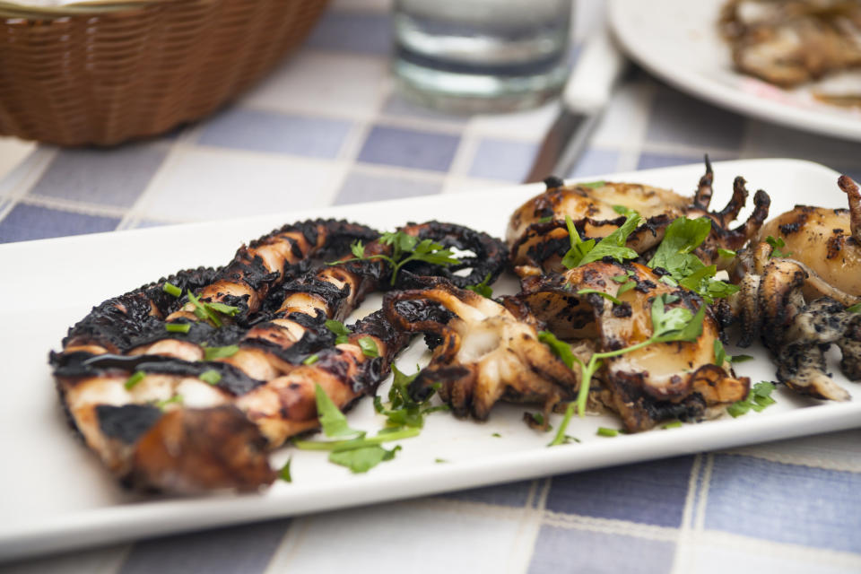 A plate of grilled celery