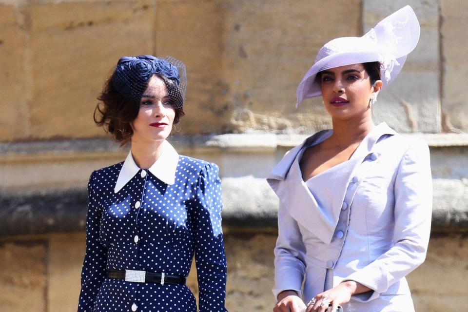 Abigail Spencer and Priyanka Chopra arrive at the wedding of Prince Harry and Meghan Markle (PA Wire/PA Images)