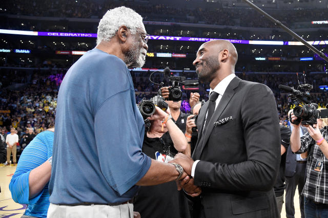 Bill Russell wears Kobe Bryant jersey at Celtics-Lakers game in L.A.