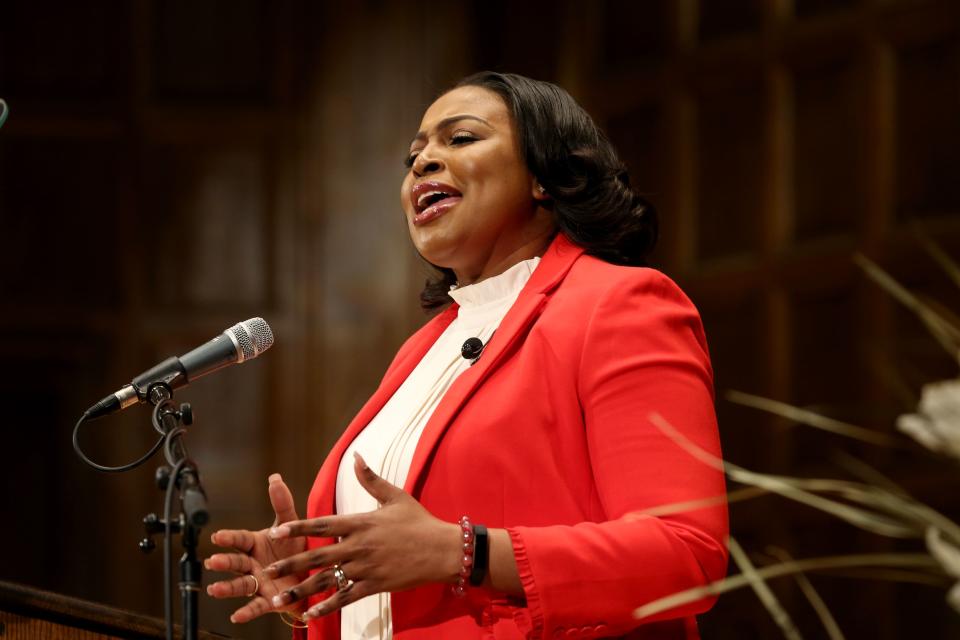 Mayor Lovely Warren speaks at her second inauguration.