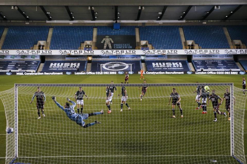 Josh Brownhill smashes home a screamer for Burnley in their Carabao Cup win at Millwall in midweek.