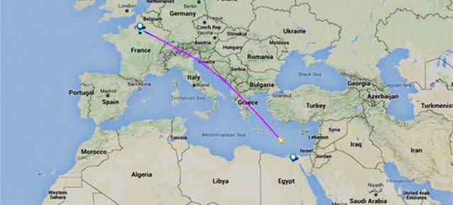 The path of missing flight MS804