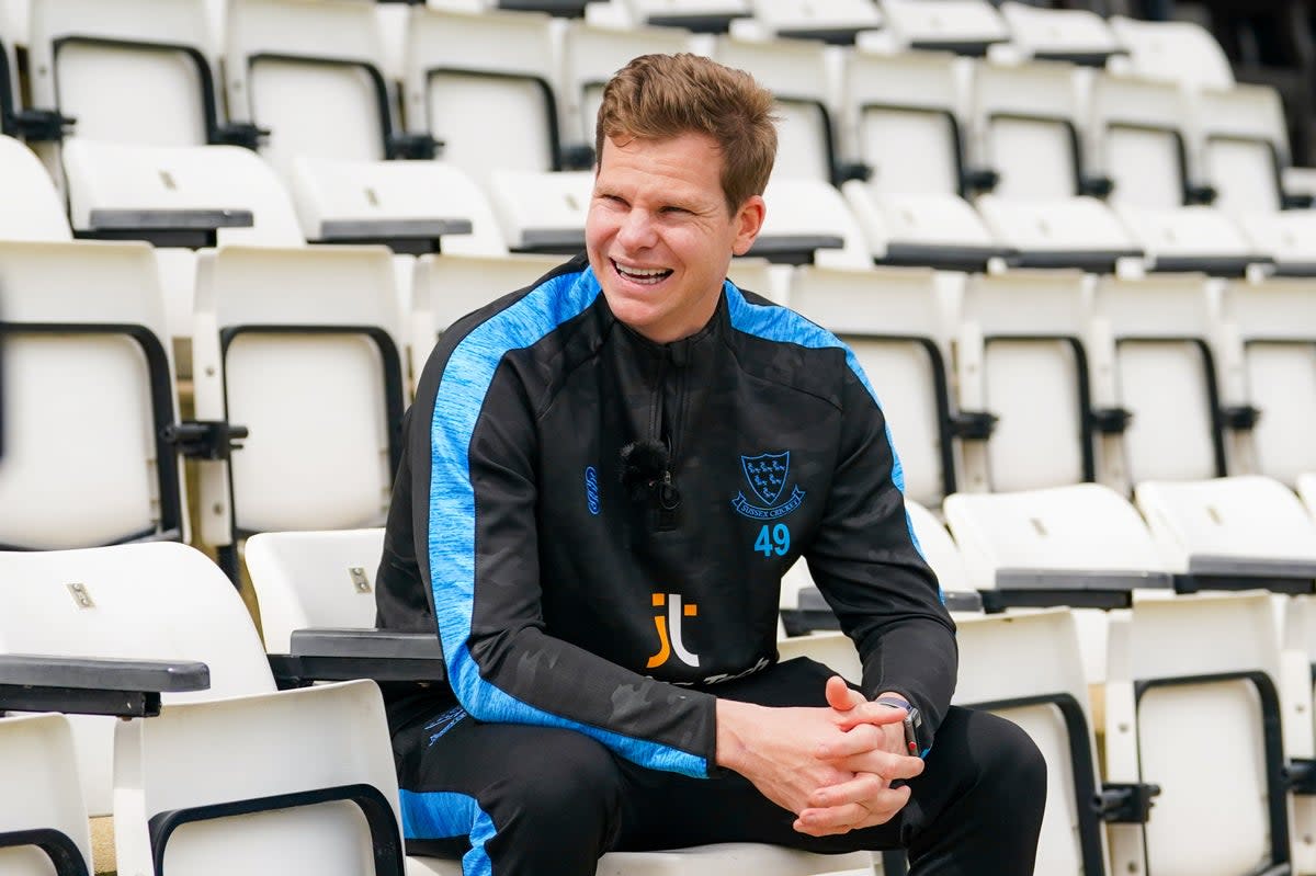 Steve Smith settles in at the County Cricket Ground in Hove (PA)