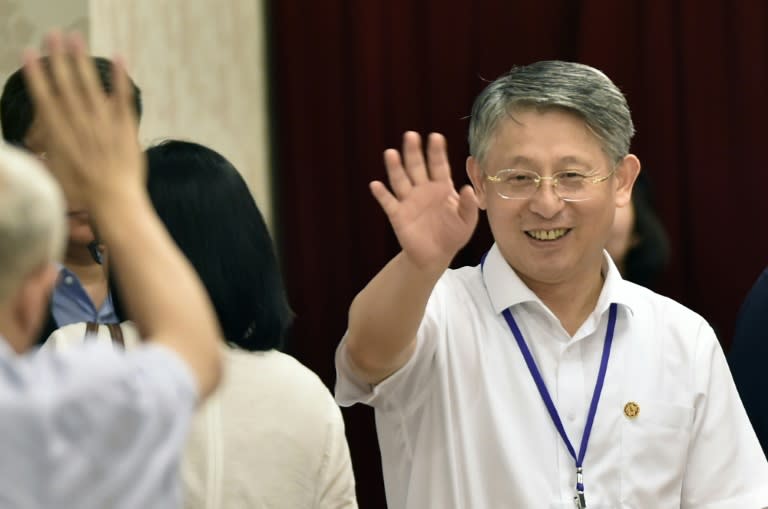 Sha Hailin, Shanghai's Municipal Committee United Front Work Department Director, visits the Taipei City Hall, on August 22, 2016