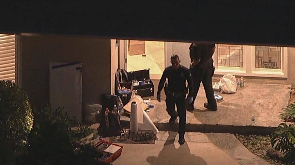 PHOTO: Investigators search a home in Tarzana, California, in connection with a homicide investigation, Nov. 8, 2023. (KABC)