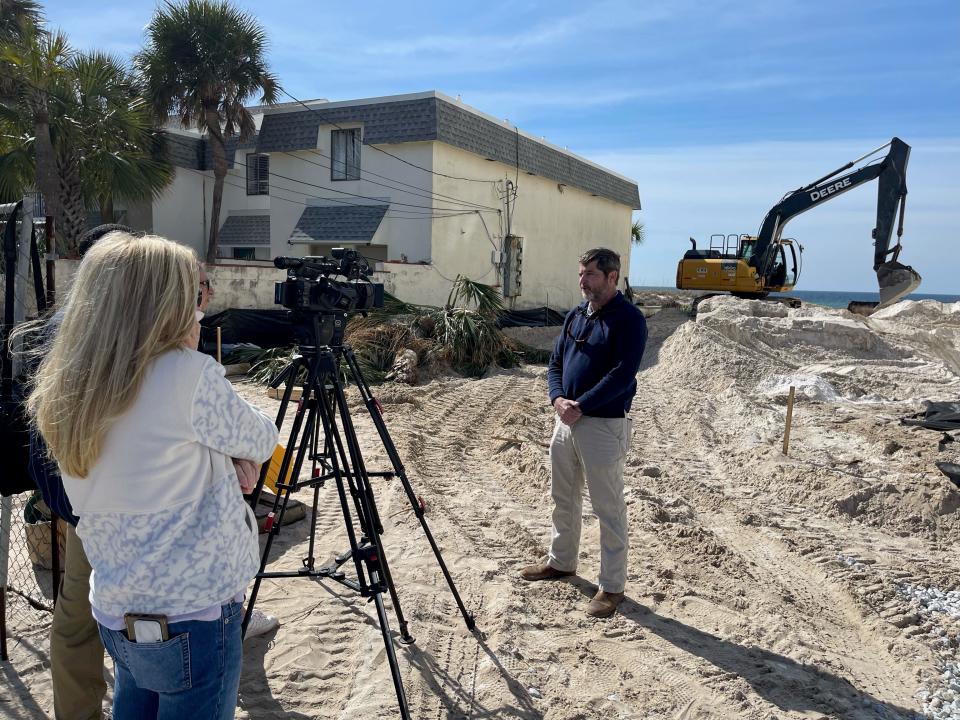 The media was on hand Feb. 22 as crews got to work at Beach Access Point 22 on Surf Drive. When finished, it will provide beach access to those who use a wheelchair or have other physical disabilities.