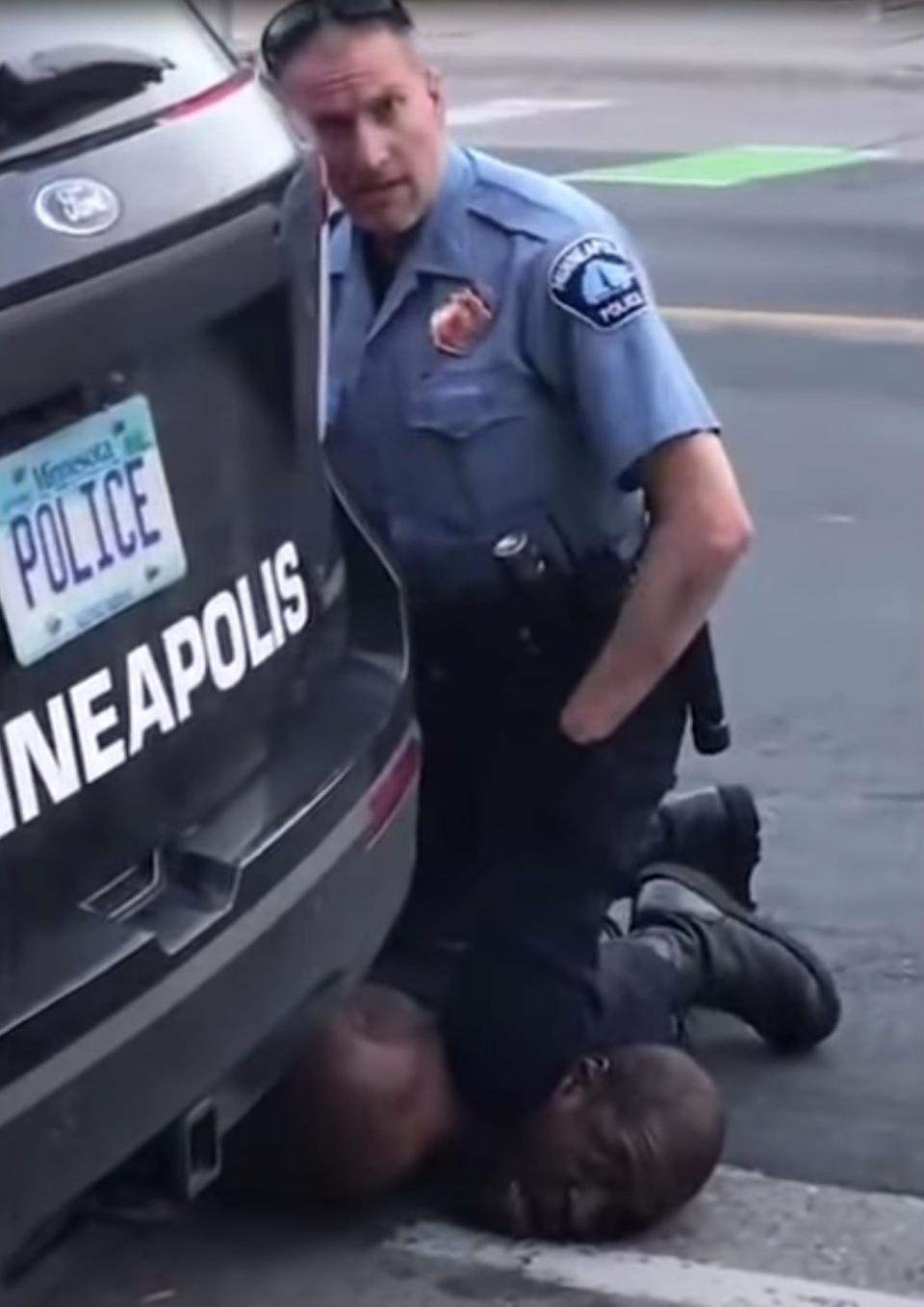 Minneapolis Police officer Derek Chauvin pins George Floyd to the ground on May 25. Floyd later died. Chauvin was fired the next day.