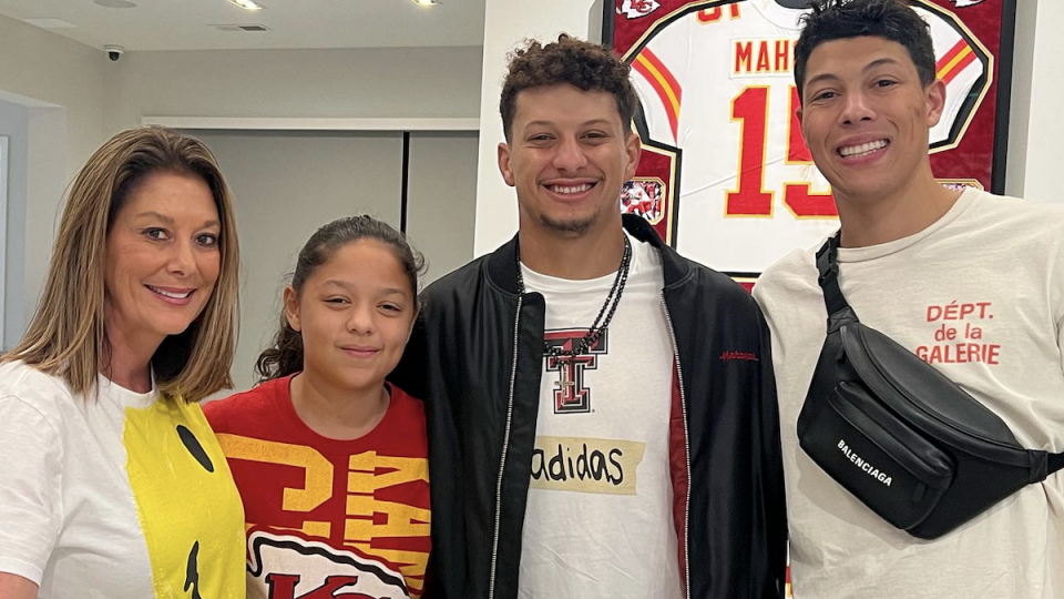 Randi Mahomes with her three children, 2024