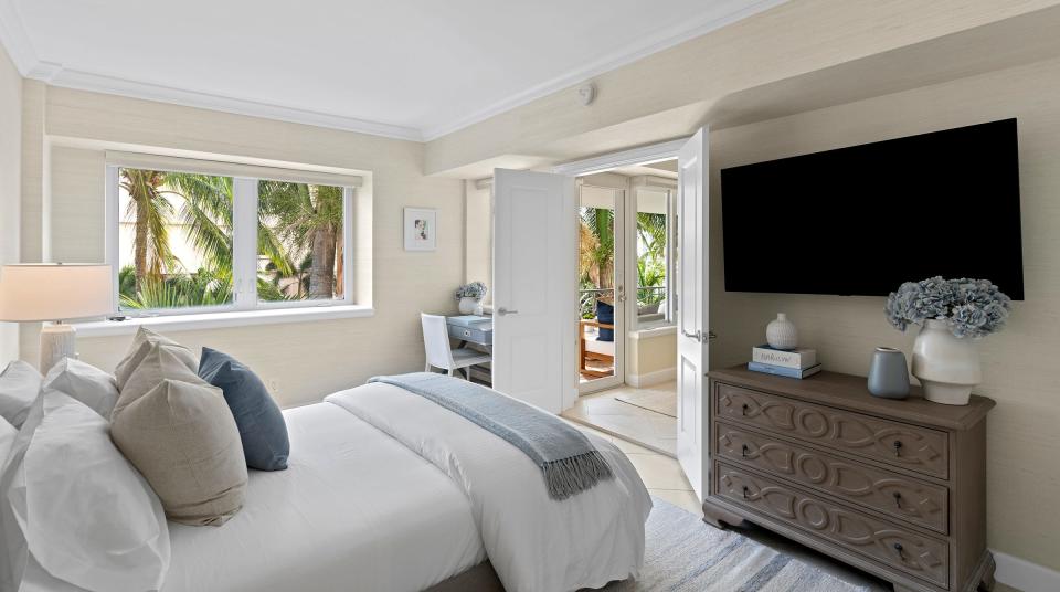 The guest bedroom's double doors were added to more easily access the living room.