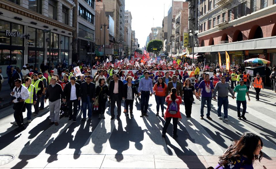 Anti-Trump protesters gather as Electoral College votes