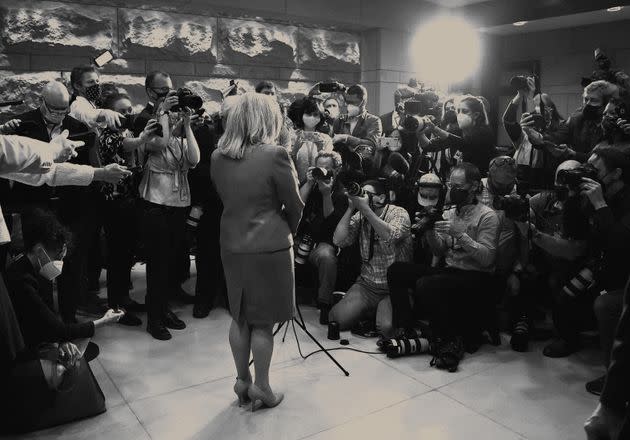 Rep. Liz Cheney (R-Wyo.) speaks to the media after she was removed of her leadership role as conference chair on May 12, 2021, in Washington, D.C.