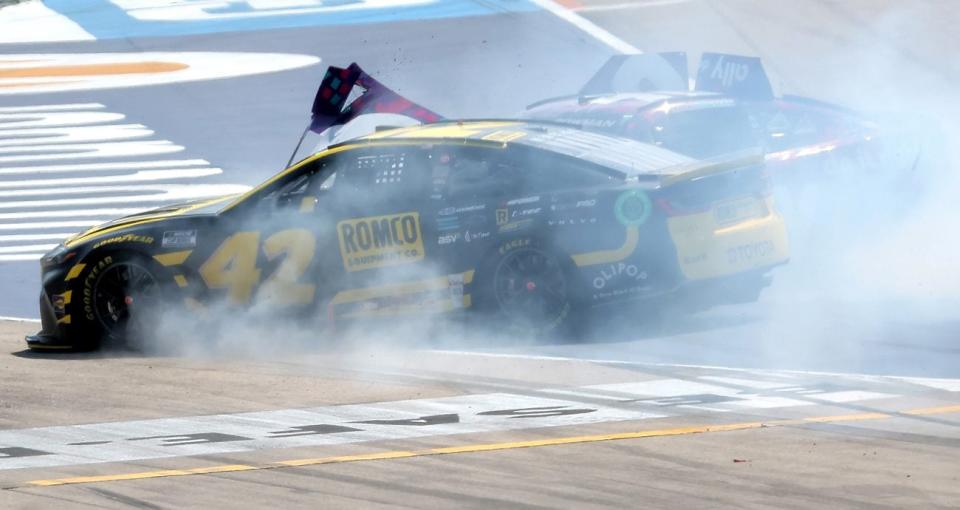 John Hunter Nemechek and Alex Bowman crash during the NASCAR Cup Series race at Texas.