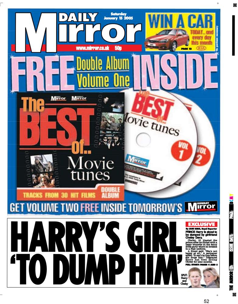 A Daily Mirror front page story that was used as evidence at the high court.