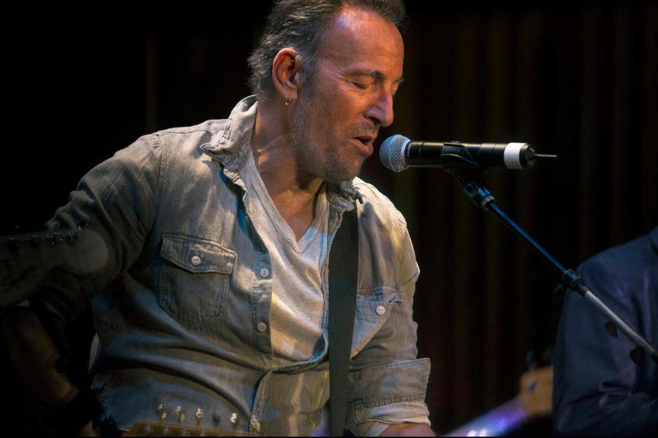 Bruce Springsteen pictured on stage at the Paramount Theatre in Asbury Park in 2017.
