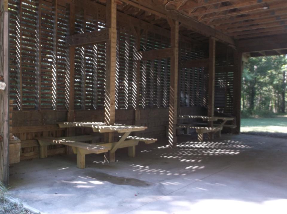 Pictured is the restored barn rest area at Hurdle Waterfowl Park