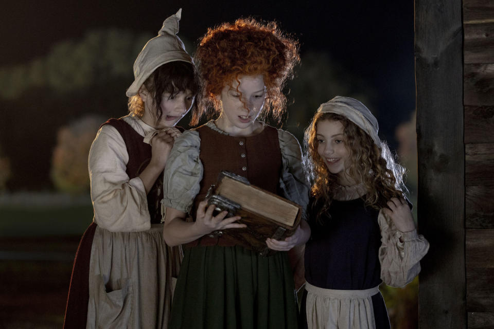 Nina Kitchen as Young Mary, Taylor Henderson as Young Winnie, and Juju Brener as Young Sarah in 'Hocus Pocus 2'<span class="copyright">Matt Kennedy—Disney Enterprises, Inc.</span>