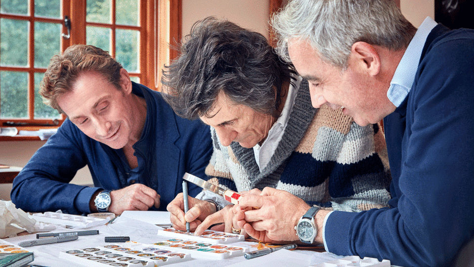 Nick English, Ronnie Wood and Giles English