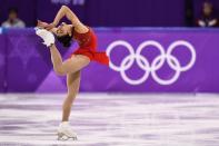 <p>USA’s Mirai Nagasu competes in the women’s single skating free skating of the figure skating event during the Pyeongchang 2018 Winter Olympic Games at the Gangneung Ice Arena in Gangneung on February 23, 2018. / AFP PHOTO / ARIS MESSINIS </p>